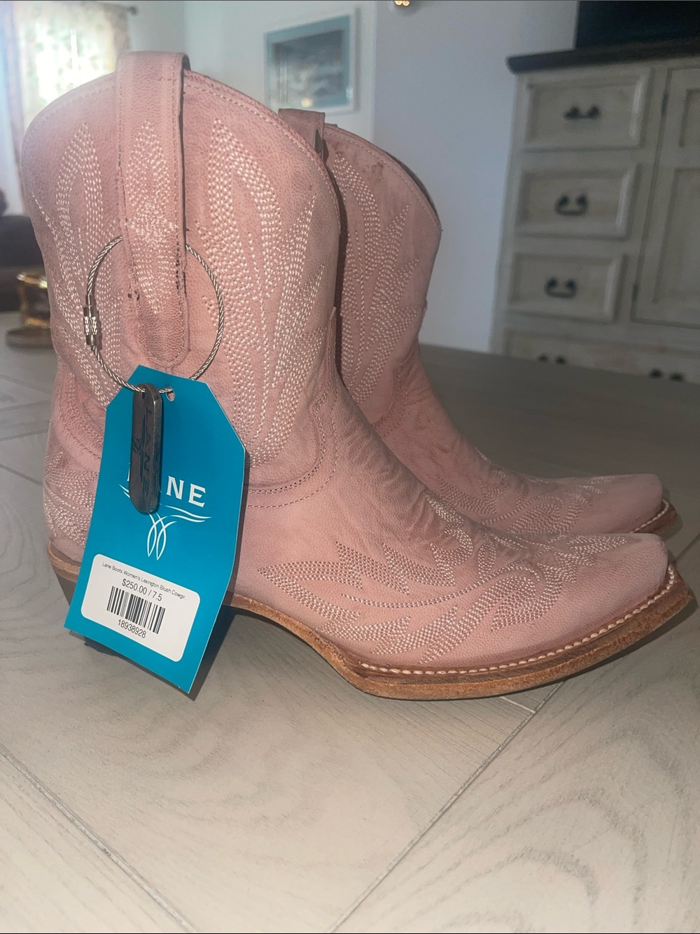 Lane Pink Embroidered Western Ankle Booties